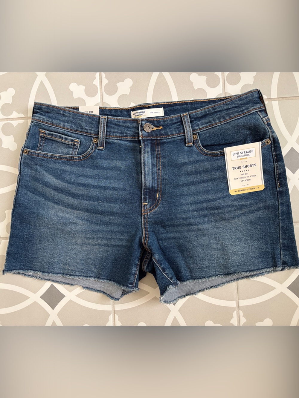 Levi's Dark Blue Denim Frayed Hem Women's Shorts